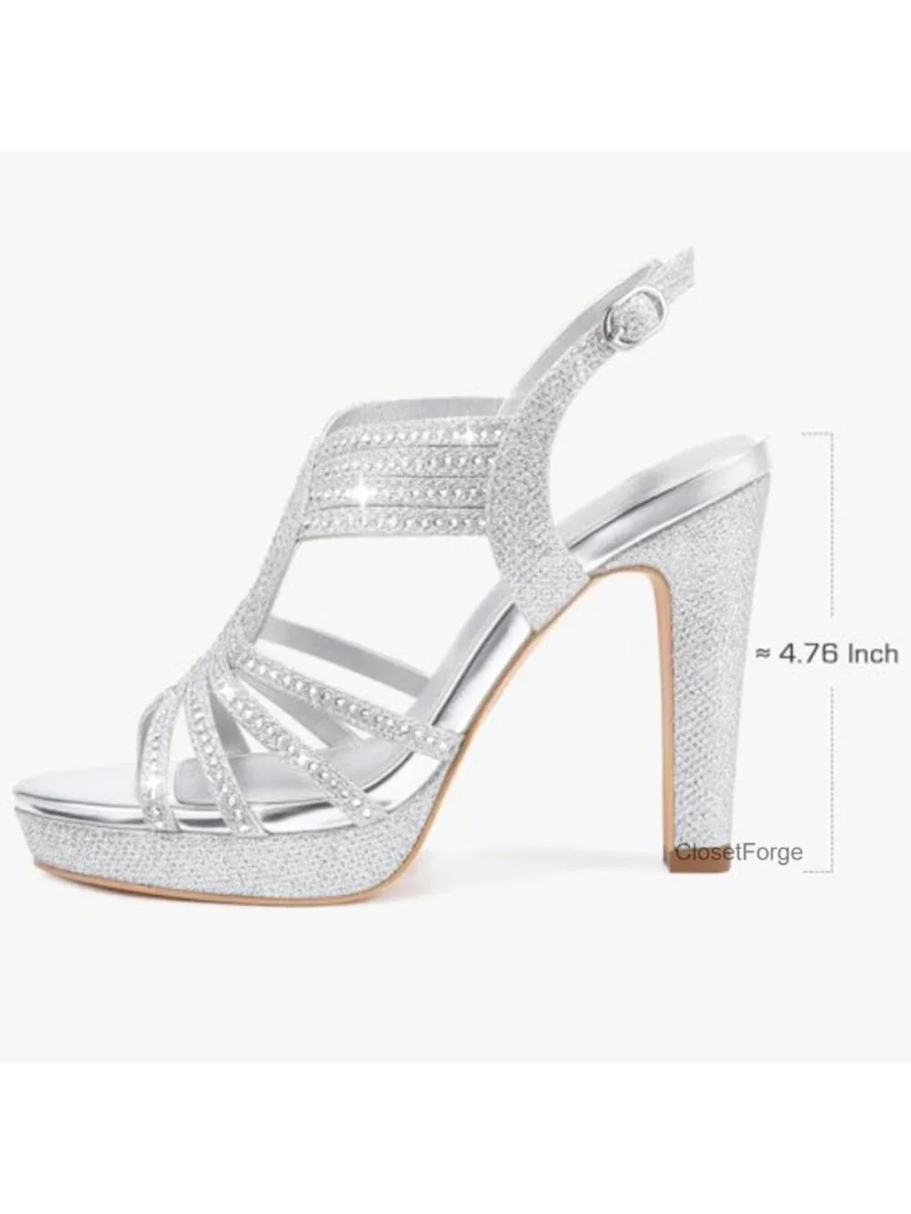 Sparkly Rhinestone Platform Heels Sandals for Women Chunky Dressy